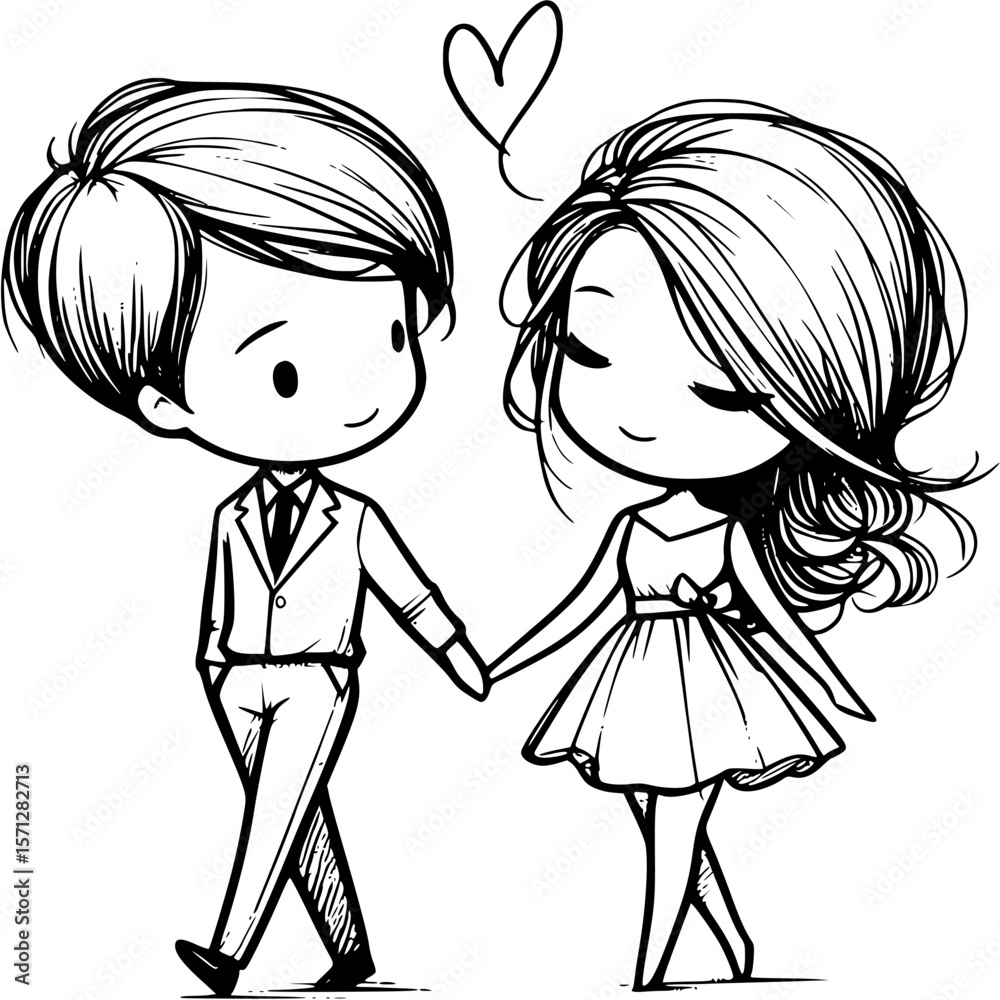 Heart Parade Couple Picnic Groom Smile Vector Graphics