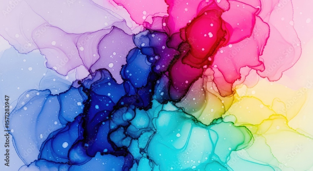 Fototapeta premium Vibrant fluid ink art abstract alcohol ink