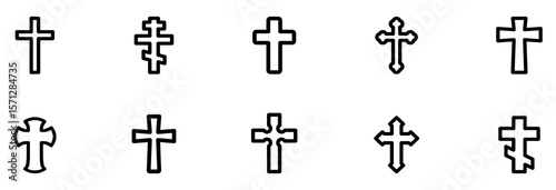 Christian cross icon collection. Religious cross icon. Vector illustration. EPS 10	
