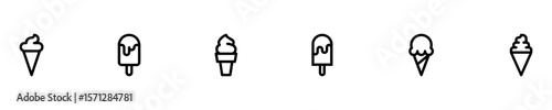 Ice cream vector icon set. Waffle cone illustration sign collection. Ice lolly symbol. Frozen juice logo.