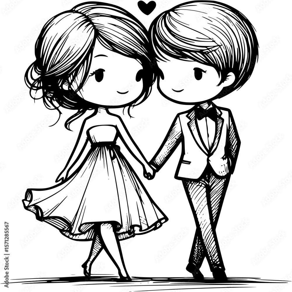 Engagement Ring Marital Bliss Cartoon Love Vector Graphics