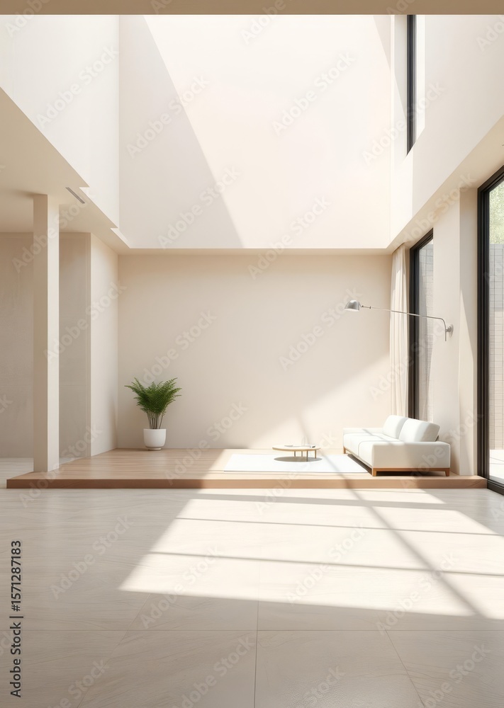 Fototapeta premium Empty room with white wall wooden floor and windows Empty room interior design architecture blank design room
