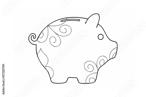 Piggy bank with decorative swirls money box savings