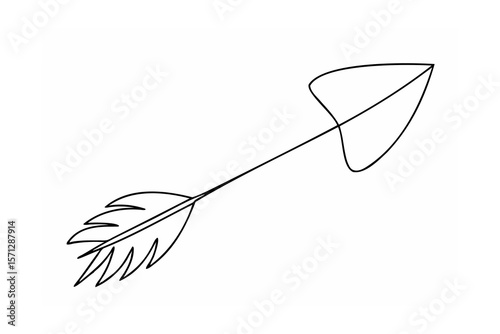 Black arrow with fletching and arrowhead white