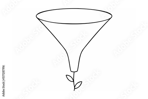 Funnel with plant sprouts growth process
