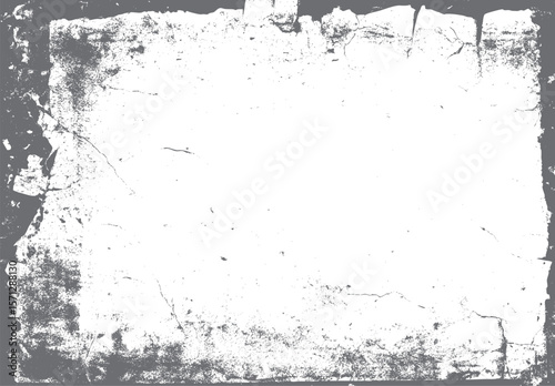 Grunge texture with rough vintage edges. Cracked frame overlay background style. Suitable for print, photo and poster designs.