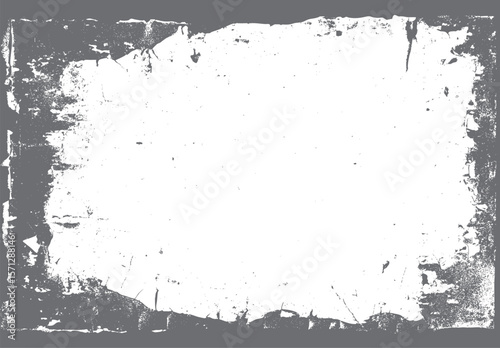 Grunge border texture with cracked edges. Distressed vintage frame for overlay use. Perfect for retro, worn and print designs.