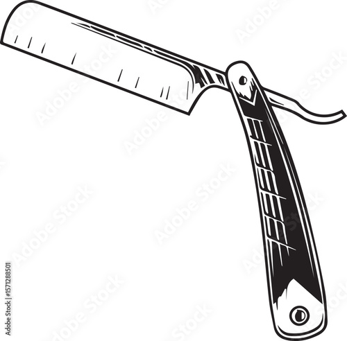 Print Classic Straight Razor Illustration