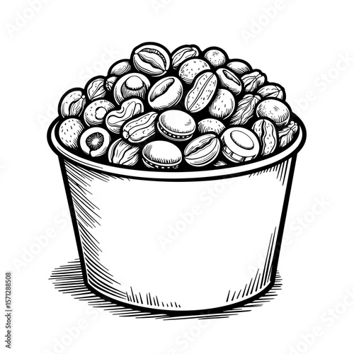 Nuts and dried fruit mix in kraft container, healthy snack for on-the-go