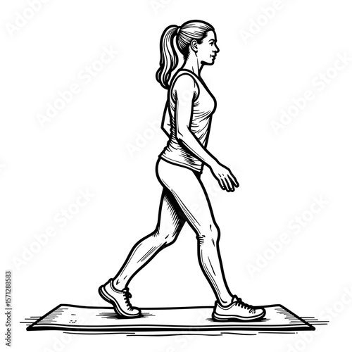 Person walking in place on mat, home exercise for heart health