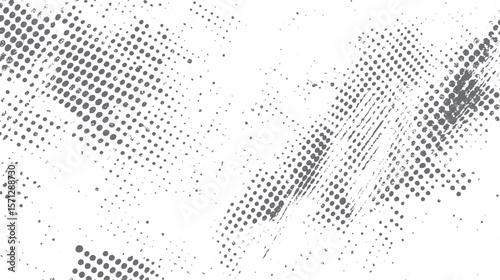 Halftone dot grunge background texture in black white. Abstract faded print overlay. Great for poster art and vintage visual design.