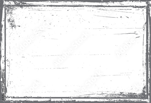 Rough grunge frame with faded edge and scratches. Abstract rectangular overlay texture. Great for poster artwork and background visuals.
