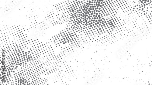Retro halftone effect with grunge texture dots. Abstract pattern overlay background. Ideal for distressed print and visual compositions.
