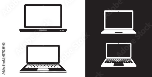 set vector various Laptop computer or notebook computer flat icon