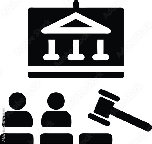 Courtroom judgement law and justice icon