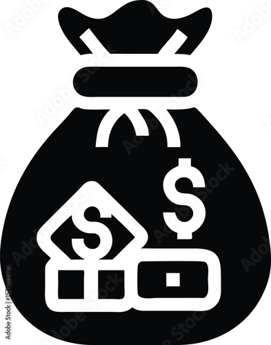 Money bag icon. representing financial wealth