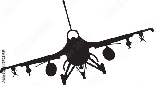 Print Fighter Jet Aircraft Silhouette (Front View)