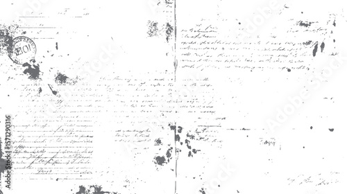 Grunge script texture with handwritten text. Vintage paper and ink overlay design. Best for retro, rustic and classic visuals.