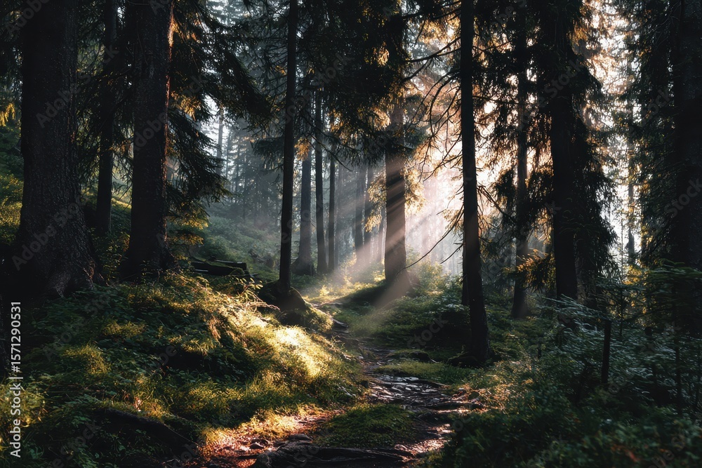 Fototapeta premium stunning illumination and the woodland