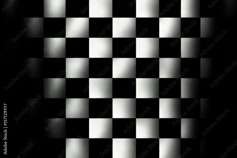 Fototapeta premium Abstract black and white checkered pattern with faded light effect creating a modern geometric design suitable for digital backgrounds and artistic projects