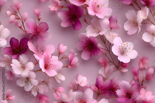 Elegant pink floral pattern with cherry blossoms