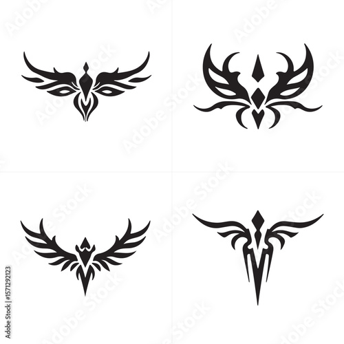 A versatile set of black and white vector tattoo designs featuring floral, leaf, butterfly, and tribal elements for diverse art and decoration