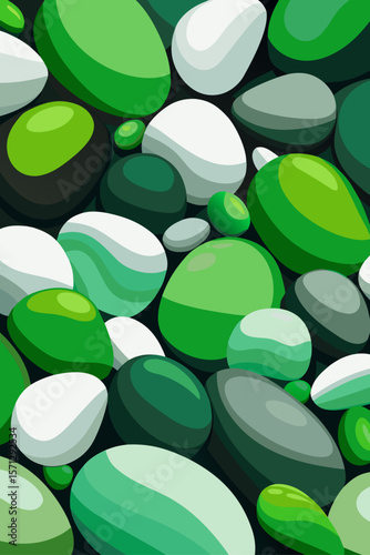 Smooth Rounded Stones Green Palette pebbles
