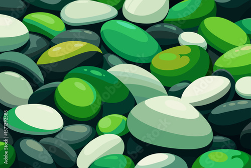 Smooth Rounded Stones pebbles green