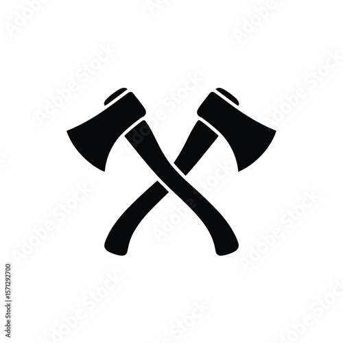 Two black axes crossed on a white background vector illustration