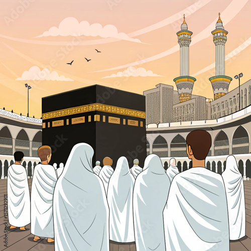 Unity in Faith — People in White Garments at Masjid al-Haram