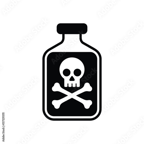 Poison bottle with skull and crossbones warning symbol icon