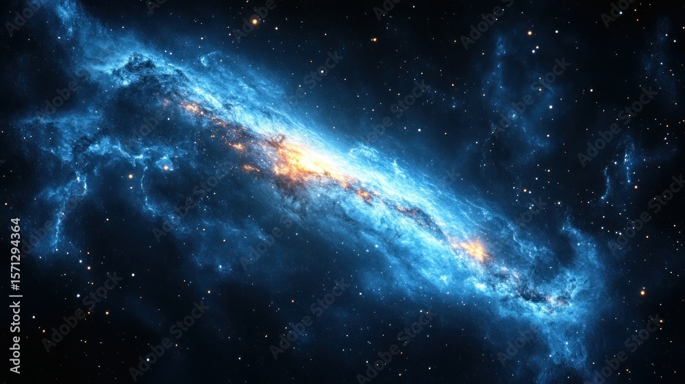 Obraz premium Cosmic nebula, vibrant blue, swirling patterns, stellar glow