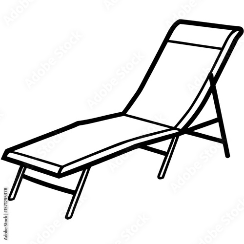 Sun lounger chair line art vector illustration 