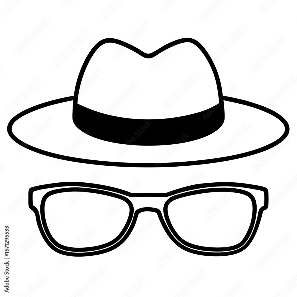 Sunglasses and hat line art vector illustration Sunglasses and hat line art vector illustration