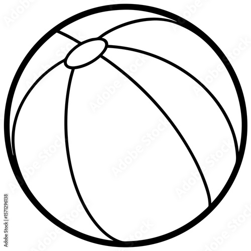 Beach ball line art vector illustration 