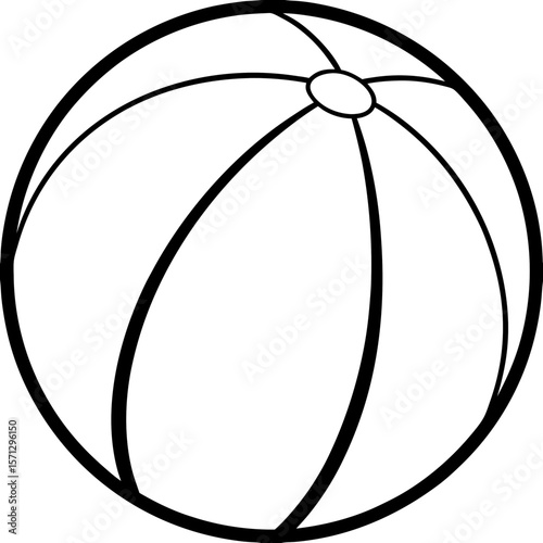 Beach ball line art vector illustration 