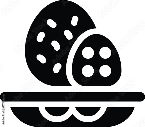 Falafel dish black and white icon