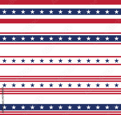 American ribbon flag, USA border stripe, USA decorative banner, customizable stroke, vector, illustration