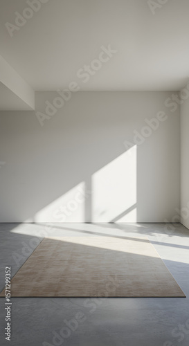 Wallpaper Mural Minimalist Living Room with Central Beige Rug and Open Floor Space Torontodigital.ca