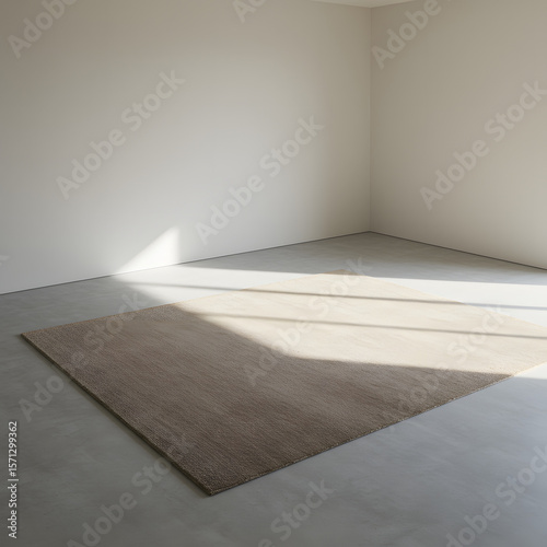 Wallpaper Mural Minimalist Living Room with Central Beige Rug and Open Floor Space Torontodigital.ca