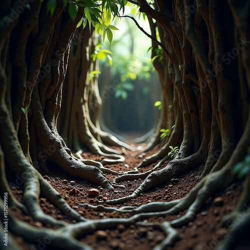 Enchanting Forest Path with Twisted Tree Roots