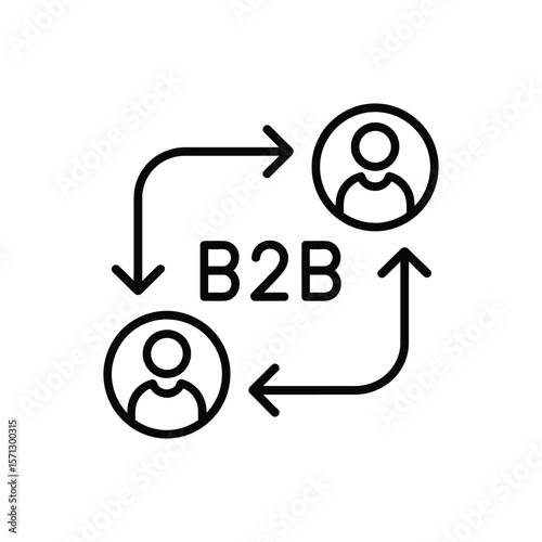 Business to business b2b concept with two people icons and circular arrows