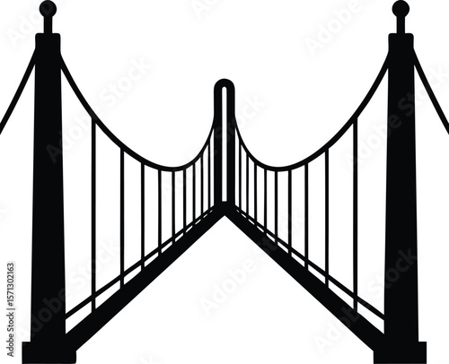 suspension bridge on white background.eps