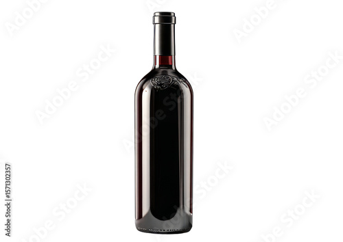 dark red wine bottle isolated on white or transparent png
