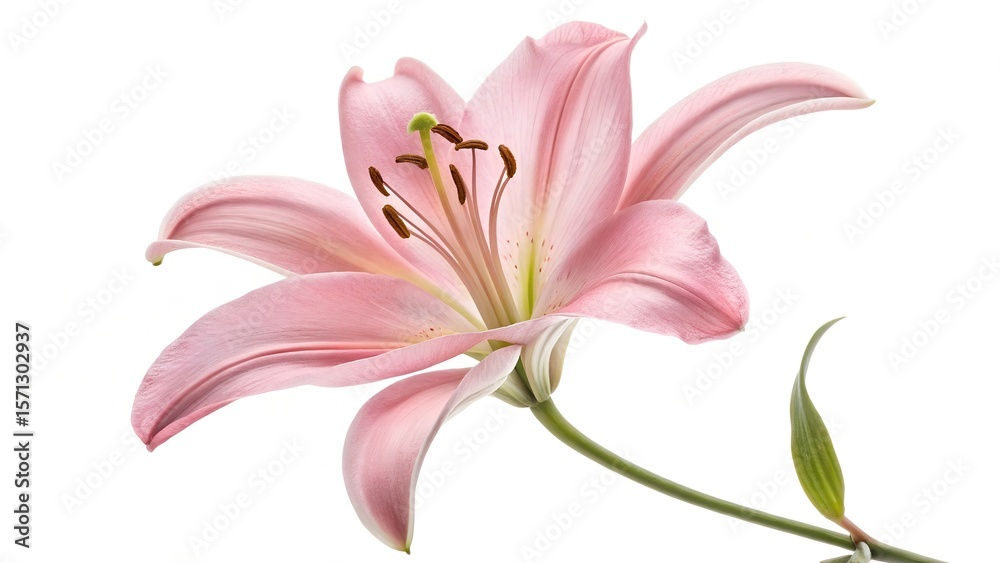 Fototapeta premium pink lily isolated on a white background