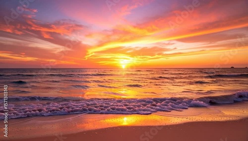 Wallpaper Mural a breathtaking sunset over the ocean, with vibrant colors painting the sky and reflecting on the water Torontodigital.ca