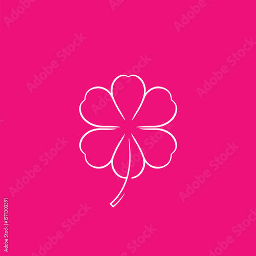 Elegant four leaf clover logo in abstract line art concept design illustration.