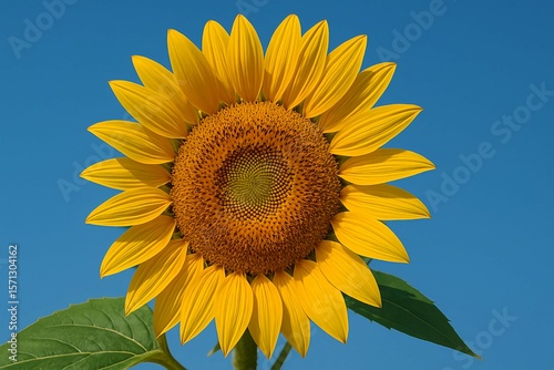 青空とひまわりのクローズアップ｜Close-Up of Sunflower Against Blue Sky