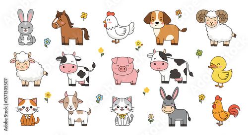 Adorable pixel art farm animals collection featuring cute creatures for your projects