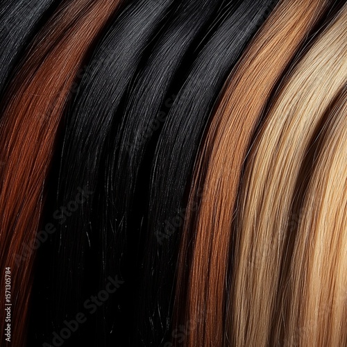 Closeup Texture of A Collection of Different Colors of Pre Bonded Straight Stick Nail Tip (U tip fusion) Human Hair Extensions